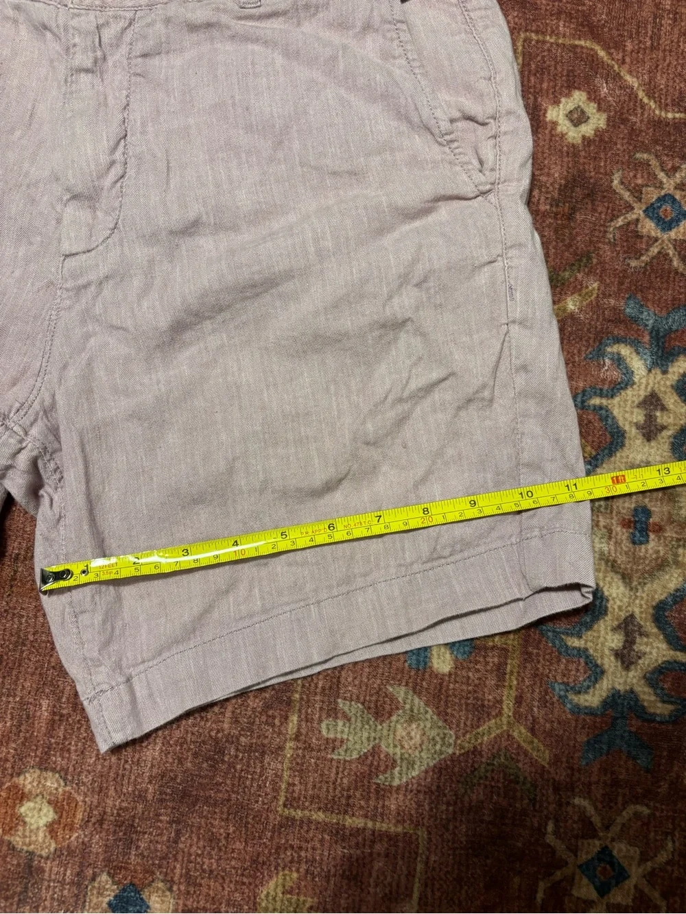 Faherty Men's Pink cotton 6 in Chino Shorts Chambray Flat Front Slash Pockets